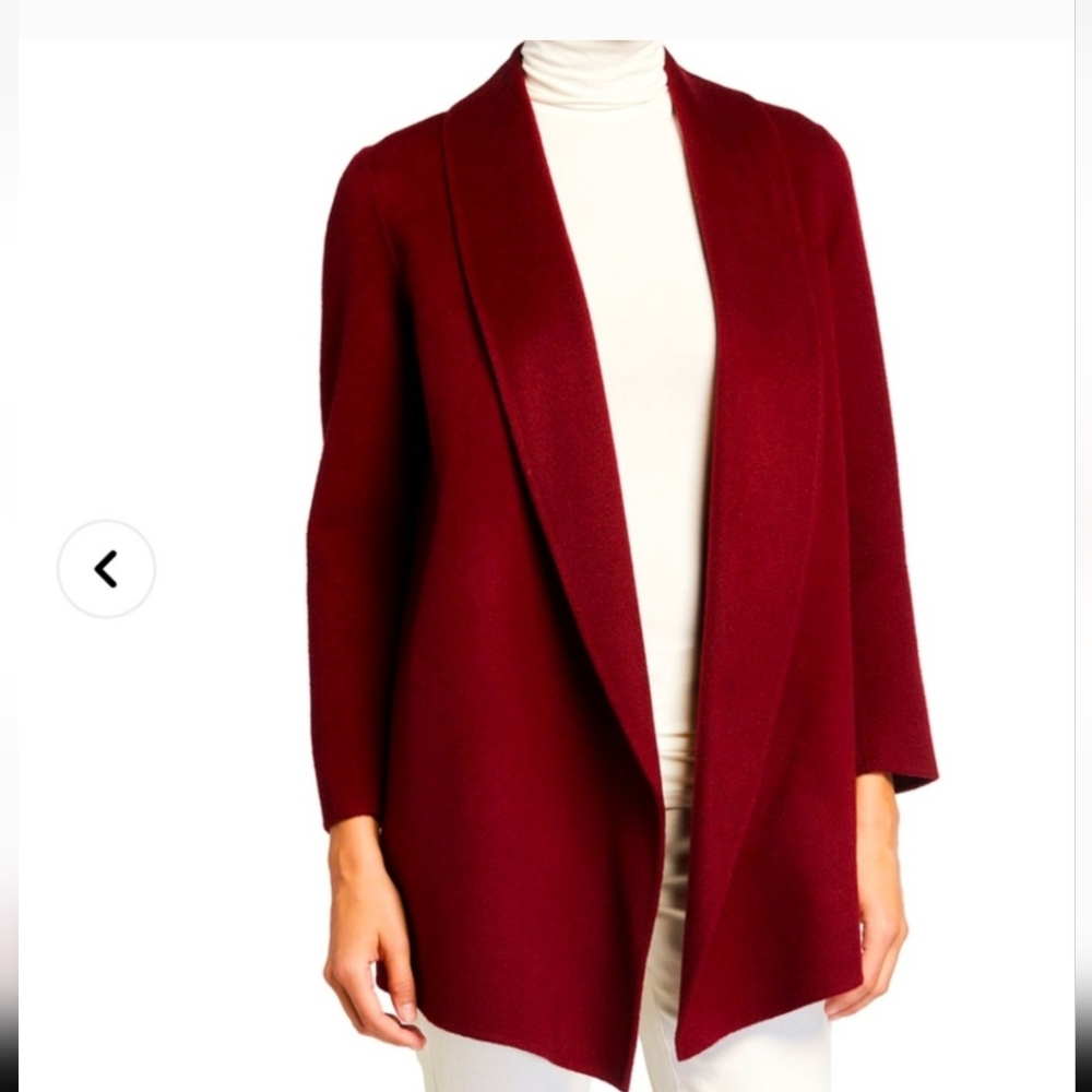Theory Blazer Womens - Burgundy Wool Blend Open Jacket